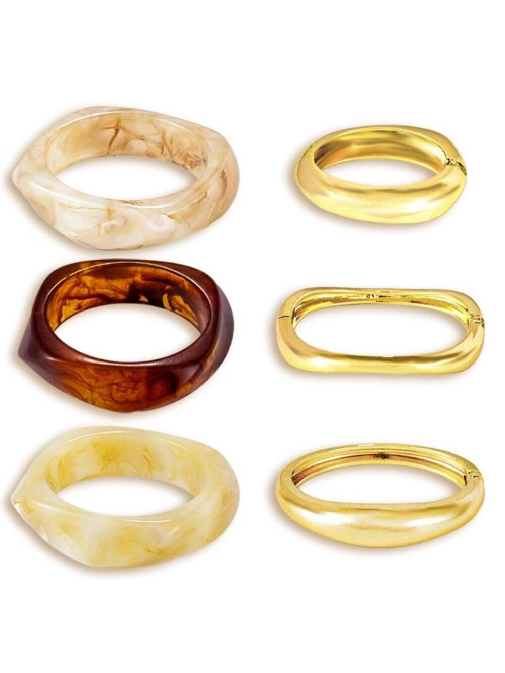 6 Pcs Acrylic Resin Chunky Bangle Bracelets for Women Chunky Gold Bangle